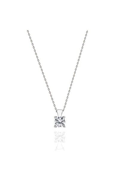 ERKOÇ JEWELLERY 925 Ayar Gümüş Büyük Tektaş Kolye