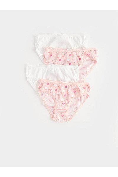 LC Waikiki LCW Baby - مجموعة من 4 سراويل داخلية مطبوعة وخصر مطاطي للفتيات الصغيرات