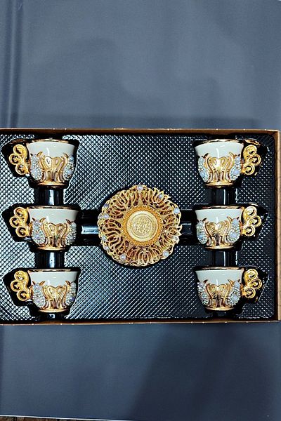 bigiyin Handmade Swarovski Crystal Stone Coffee Glass Set Coffee Cup 12 Pieces for 6 People