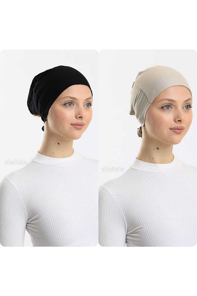 Shalista Set of 2 Black Lycra Cap Design - Non-Slip and Non-Slip Reducing Seamless (NON-SLIP-NON-SLIP)