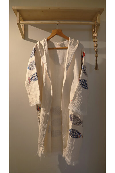 AQUATOLIA رداء حمام موسلين كبير على شكل سمكة - رداء حمام للجنسين من القطن وغط...