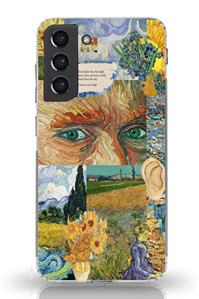 moonset Samsung Galaxy S22 Uyumlu Van Gogh Tasarımlı Baskılı Şeffaf Telefon K...