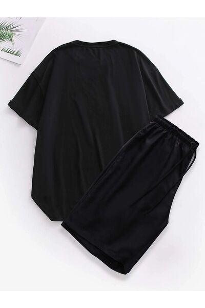 MODARİCH Nasa Cat T-shirt Shorts - Black T-Shirt with Shorts Top and Bottom S...