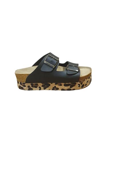 COMFORT OF PANTOFOLE Leopard High Black Slippers