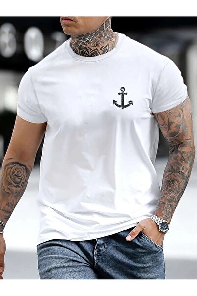 MODARİCH Μπλουζάκι Capa Ablem - Λευκό εμπριμέ Oversize Crew λαιμόκοψη κοντό μ...