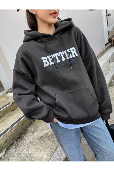 MODARİCH Better Sweatshirt - Smoked Printed Oversize Ribbed Hoodie