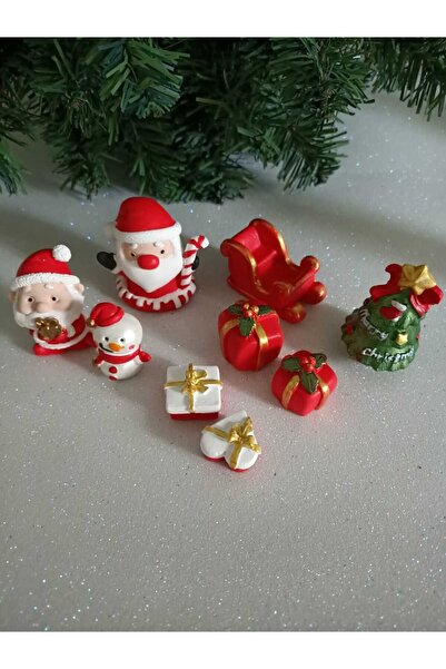 Süs Dükkanı Yılbaşı Noel Baba temalı obje ve biblo seti 9 lü set