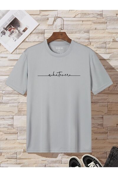 MODARİCH T-shirt με σχέδιο γραμμής - ζωγραφισμένο γκρι, εμπριμέ, λαιμόκοψη, υ...