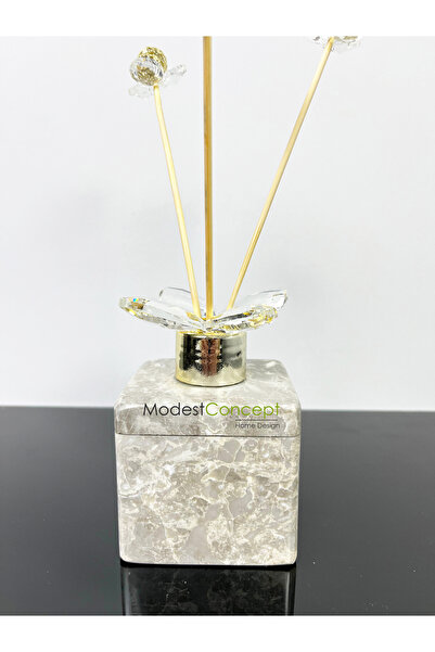 Modestmar Gri Mermer Difüzör Oda Kokusu, kristal bambu çubuklu oda kokusu , K...