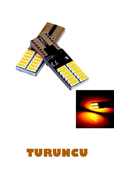 MeyZone T10 Led Dipsiz W5w Canbus 24 Ledli Turuncu Park Plaka Ampul 2 Adet