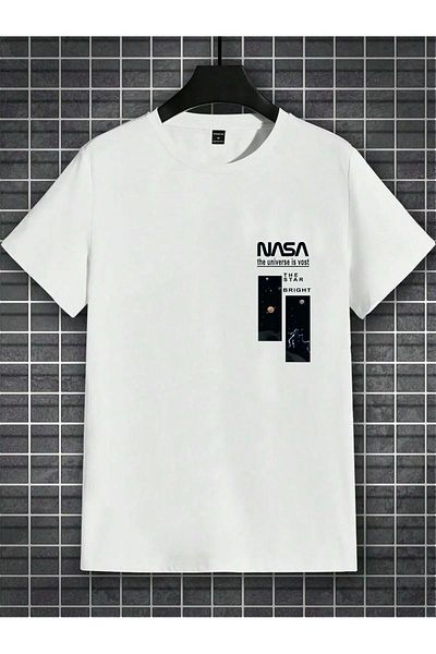 MODARİCH Λευκό μπλουζάκι Nasa Bright Crew Neck Oversize