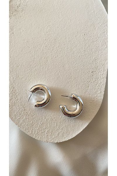 Muse Sister Half Hoop Silver Earrings