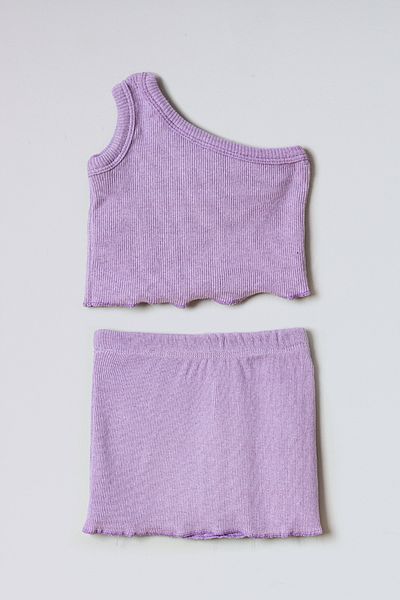 ADABEBEK Single Sleeve Crop Skirt Baby Set
