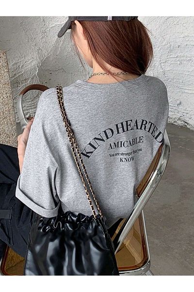 Mythologie Μπλουζάκι Kind Hearted Amicable - Γκρι εμπριμέ κοντό μανίκι με λαιμόκοψη