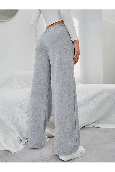 Mythologie Gray Jogger Sweatpants - High Waist, Wide Leg, Winter Flared Leg Basic