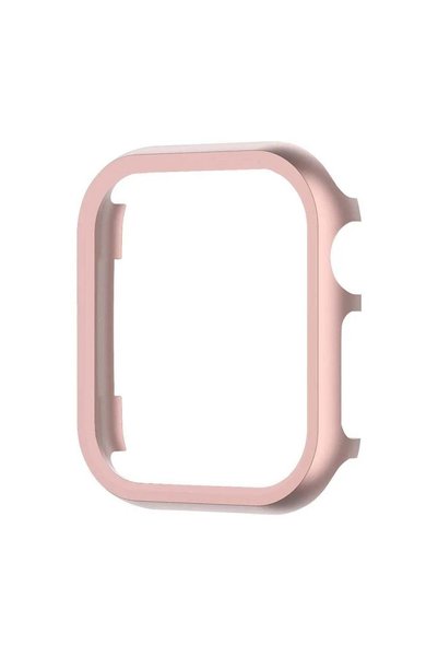 Quse Apple Watch Seri 9-8-7 45mm Uyumlu Alüminyum Metal Kasa Koruyucu Pembe