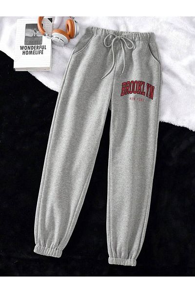 Mythologie Ψηλόμεσο ελαστικό πόδι - Γκρι στάμπα Brooklyn New York Jogger Sweatpants