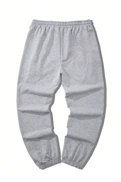 Mythologie Smile Face Sweatpants Jogger - Γκρι εμπριμέ λαστιχένιο πόδι ψηλόμεσο χειμώνα