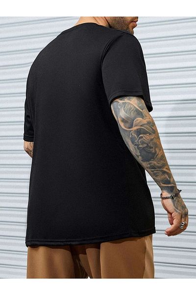 Mythologie Μπλουζάκι Mountain - Μαύρο, εμπριμέ, Oversize, Crew Neck, Κοντό μανίκι
