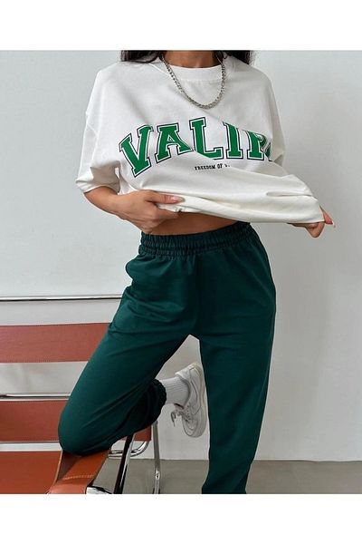 Mythologie Valiri T-shirt Sweatpants Jogger - White Nefti Printed Tracksuit Set Oversize Crew Neck