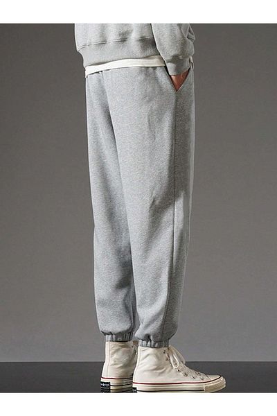 Mythologie Basic Straight Sweatpants Jogger - Γκρι λαστιχένιο πόδι ψηλόμεσο χειμώνα