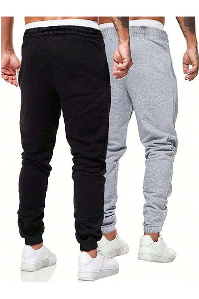 Mythologie 2 Pack Smile To Life Sweatpants Jogger - Μαύρο και γκρι εμπριμέ λαστιχένιο πόδι ψηλόμεσο καλοκαίρι