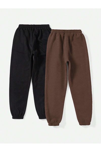Mythologie 2-Piece Los Angeles USA Sweatpants Jogger - Black And Brown Printed Rubber Leg High Waist Summer