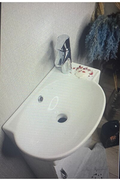 Turkuaz Banyo Ve Tuvalet Mini Köşe Lavabo 28*45 Cm (BANYO DOLABI DAHİL)