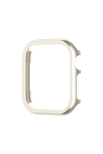Quse Apple Watch Seri 9-8-7 45mm Uyumlu Alüminyum Metal Kasa Koruyucu Starlight