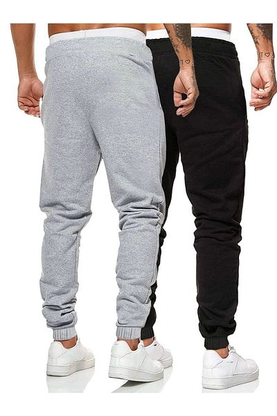 Mythologie Lightning 2-pack Jogger Sweatpants - Μαύρο και γκρι εμπριμέ λαστιχένιο πόδι ψηλόμεσο καλοκαίρι
