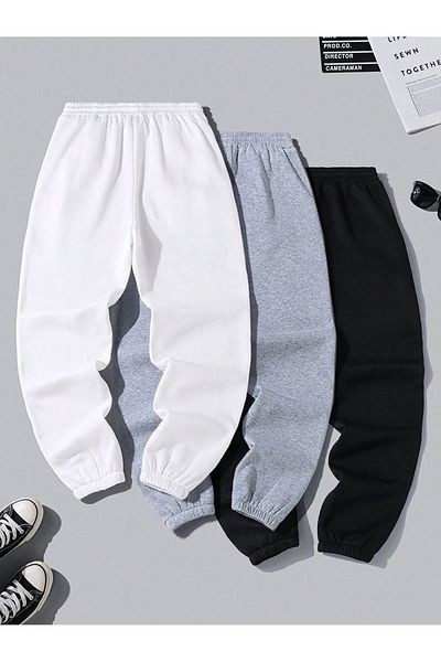 Mythologie Φούτερ Jogger 3 τεμαχίων Paris Line Printed - Λευκό Γκρι Μαύρο Λαστιχένιο Πόδι Ψηλόμεσο Καλοκαίρι