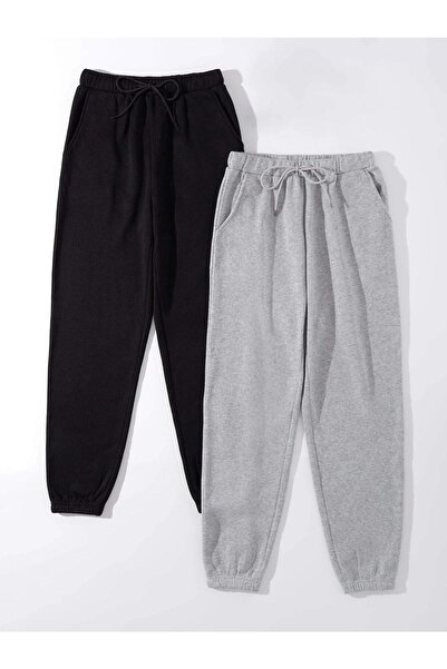 Mythologie 2-τεμάχια Φούτερ Παντελόνι Jogger - Μαύρο και Γκρι Λαστιχένιο Πόδι Ψηλόμεσο