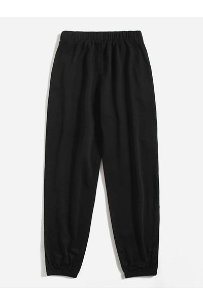Mythologie Butterfly Script Sweatpants Jogger - Μαύρο εμπριμέ λαστιχένιο πόδι ψηλόμεσο χειμώνα