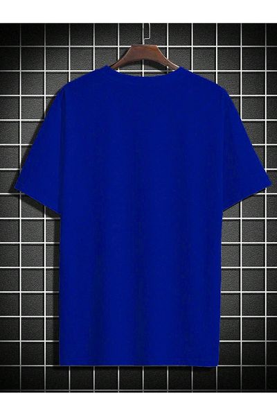 Mythologie Robot Rabbit T-Shirt - Sax Blue Printed Oversize Crew Neck με κοντό μανίκι