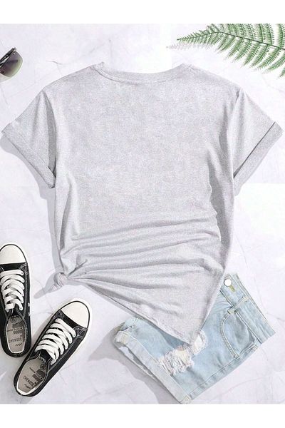 Mythologie Money T-Shirt - Γκρι εμπριμέ κοντό μανίκι με λαιμόκοψη