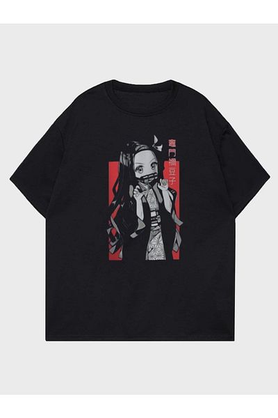 Mythologie Anime Girl T-Shirt - Μαύρο εμπριμέ κοντό μανίκι με λαιμόκοψη