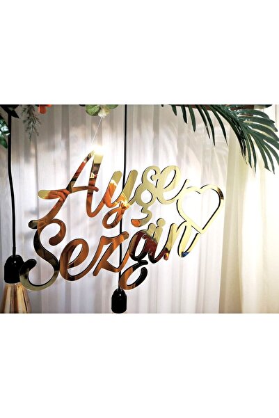 Seyyar Atölye Kişiye Özel Nişan Için Gold Pleksi Isimlik