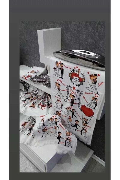 EVRİZON 40x60 Рушник з друкованим весільним мотивом, 2 шт.