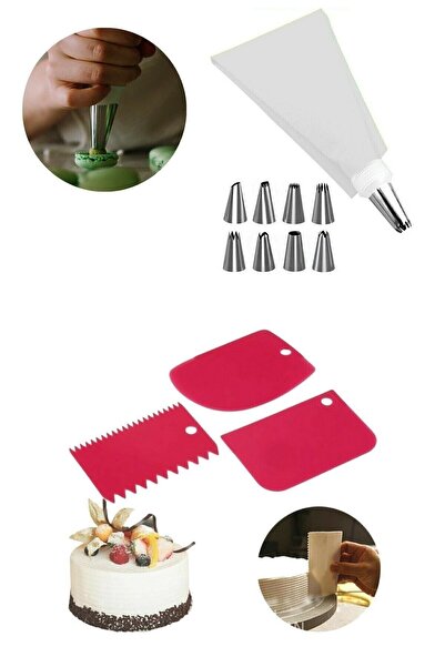 Seram Collection Pratik 3'lü Hamur Kazıyıcı Kesici Kazıyıcı Ve Metal 9 Uç Kre...
