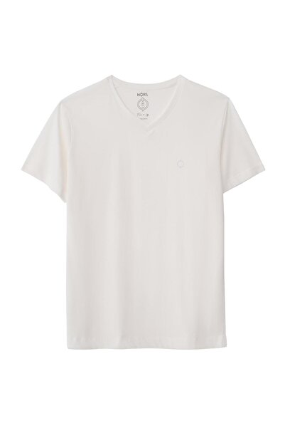 Nors White Regular V-Neck T-Shirt