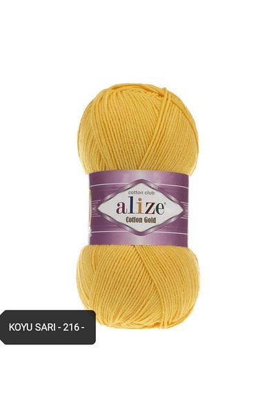 Alize Βαμβακερό χρυσό Amigurumi νήμα πλεξίματος 100gr Χειροποίητο νήμα πλεξίματος Κωδικός χρώματος-σκούρο κίτρινο 216- Βαμβάκι+ακρυλικό
