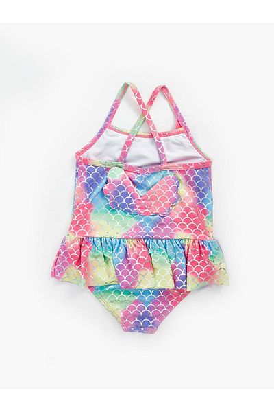 LC Waikiki LCW Baby Square Neck Printed Baby Girl Swimsuit