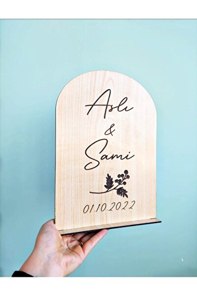 Seyyar Atölye Kişiye Özel Ahşap Mdf Söz Nişan Masaüstü Isimlik