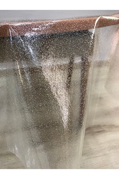 yukselhalimefrusat Τραπεζομάντηλο PVC Διάφανο Ασημί Glitter Στρογγυλό 140εκ