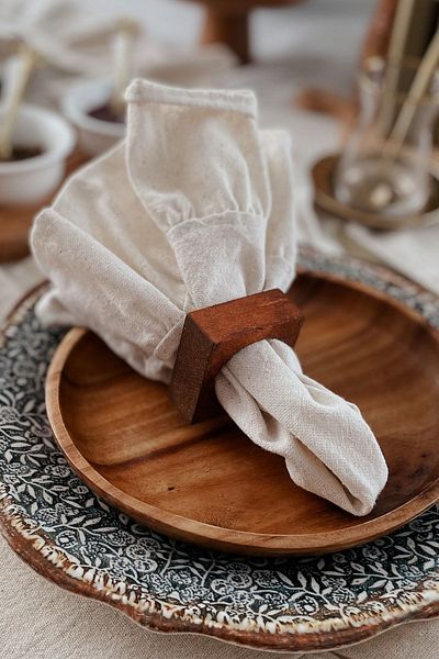 cotton maison Φυσική χαρτοπετσέτα βολάν 6 τεμαχίων Vintage 30x30 εκ