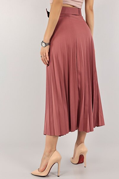 moda bizimle Pleated Belted Skirt