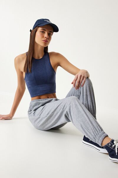 Lovelyİstanbul Γκρι Melange Comfortable Jogging Sweatpants - Lap0001