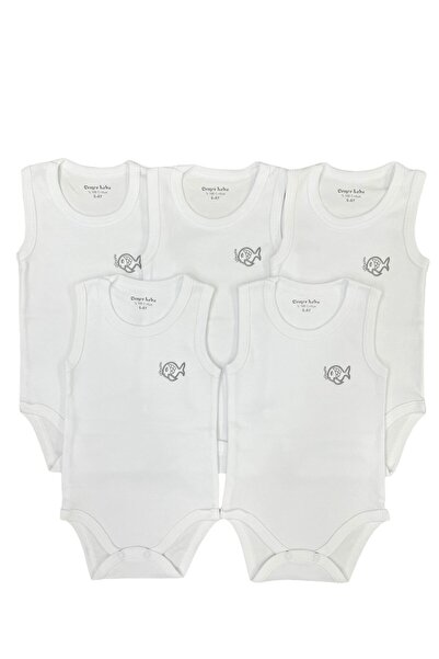 CEMRE BEBE 5 Li Beyaz Aylık Ve Yaş Pamuklu Çıtçıtlı Bebek Body Zıbın Kız Erkek Bebek Çıtçıtlı Badi Unısex