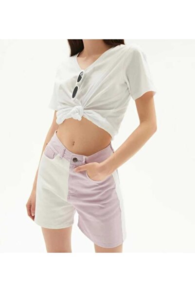 Genel Markalar Çift Renkli Blok Kot Şort