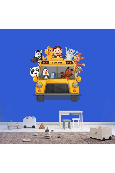Kt Grup Zoo autobus, zabava sa životinjama, zidna naljepnica za dečiju sobu